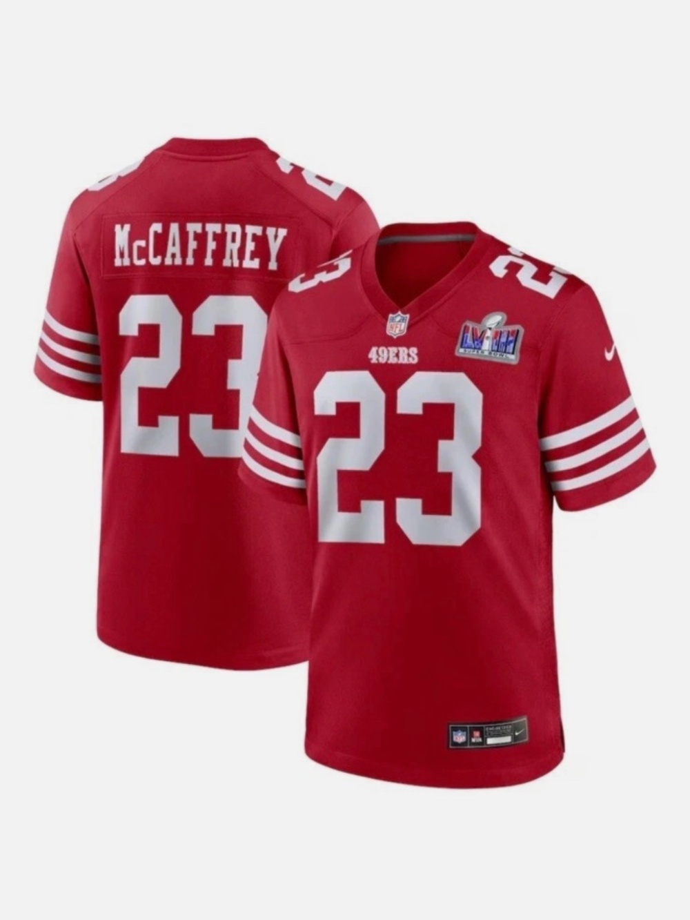 San Francisco 49ers Christian McCaffery Super Bowl LVIII Jersey